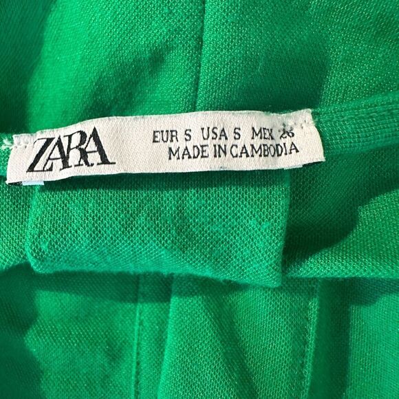 Zara Green Dress with Pockets and Slits Size S - Picture 7 of 8